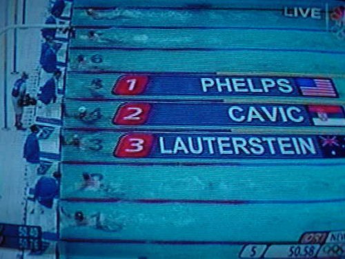 1. Phelps, 2. Cavic, 3. Lauterstein
