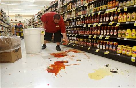 Broken Bottles of Hot Sauce in Palm Springs Store Following 5.4 Earthquake