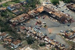 Buildings in Tuscaloosa, Alabama, lie in ruins on April 28, a day after a tornado demolished the city