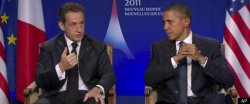 Presidents Nicolas Sarcozy and Barack Obama