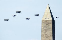 Flyover of vintage WWII aircraft in Washington, D.C.