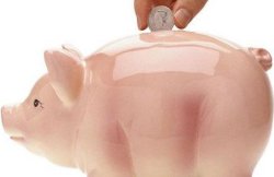 Saving cash in a piggybank