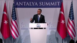 President Barack Obama speaks at the G-20 meeting in Antalya, Turkey.