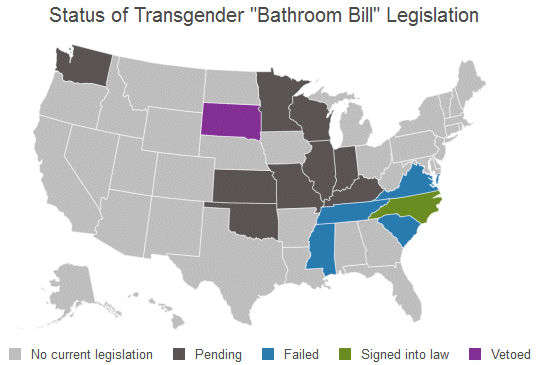 Status of Transgender 'Bathroom Bill' Legislation