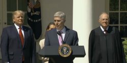 Justice Neil Gorsuch speaking after being sworn in by Justice Anthony Kennedy as the 113th Justice of the Supreme Court