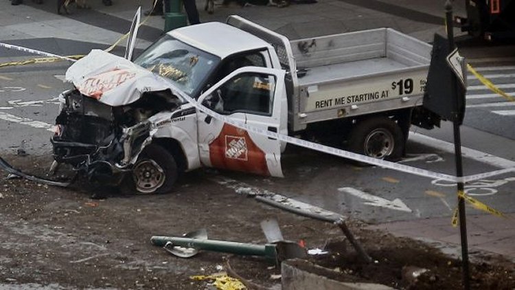 The suspect in Tuesday's terror attack in New York City was driving a Home Depot rental truck when he plowed down a group of pedestrians near the World Trade Center. (Associated Press)