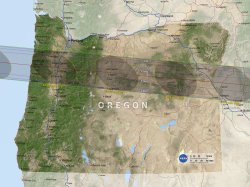 Map of total solar eclipse in Oregon