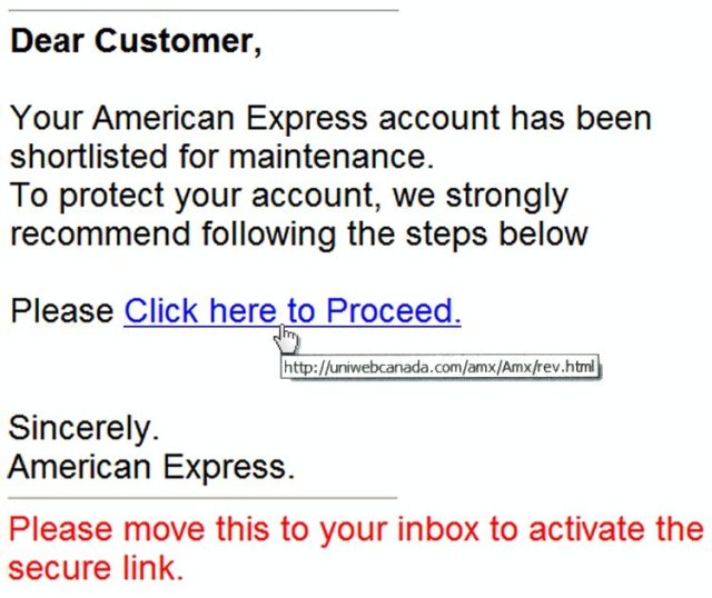 Scam American Express email