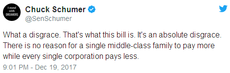 What a disgrace. That's what this bill is. It's an absolute disgrace. There is no reason for a single middle-class family to pay more while every single corporation pays less.