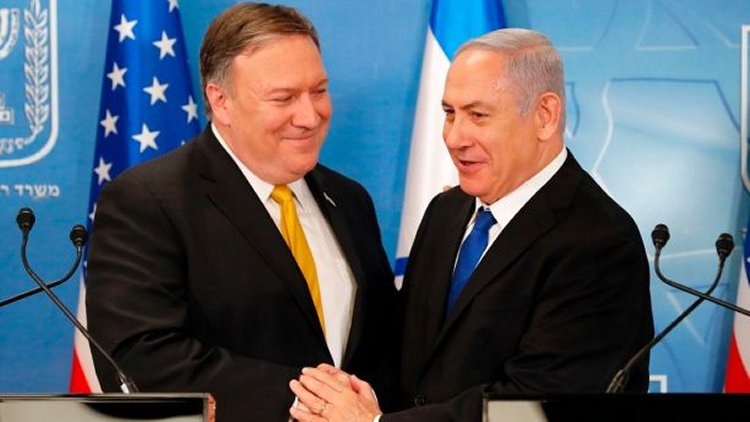 In this Sunday, April 29, 2018 file photo, U.S. Secretary of State Mike Pompeo (left) is greeted by Israeli Prime Minister Benjamin Netanyahu ahead of a press conference at the Ministry of Defense in Tel Aviv. (Thomas Coex, AFP via AP)
