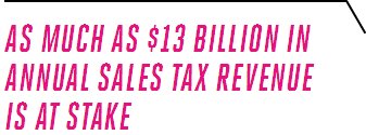 As much as $13 billion in annual sales tax revenue is at stake