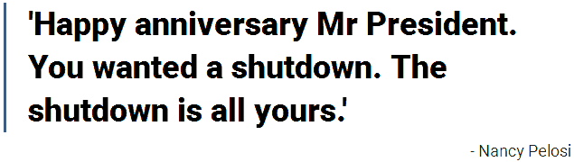 Happy anniversary Mr President. You wanted a shutdown. The shutdown is all yours.