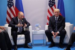 Vladimir Putin and Donald Trump at the Helsinki Summit, July 16, 2018