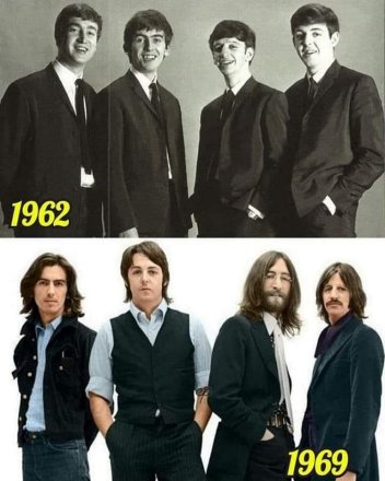 The Beatles in 1962 & 1969