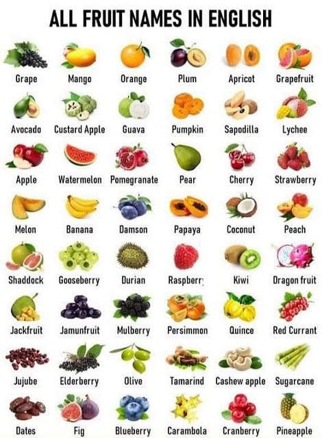 Fruit names in English