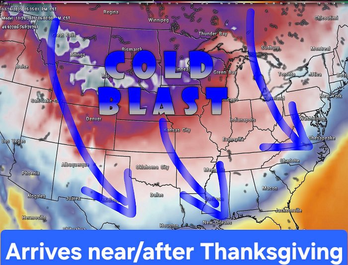 Cold blast near Thanksgiving