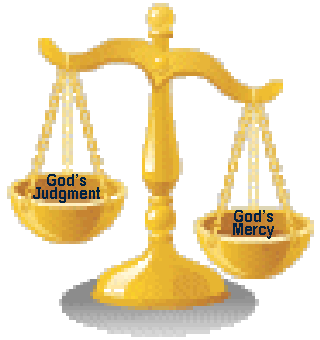Balance scales of God's mercy and judgment