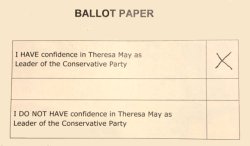 Ballot vote of confidence or no confidence vote for Theresa May