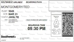 Los Angeles to San Francisco boarding pass