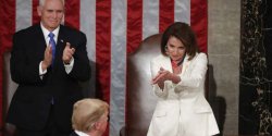 Nancy Pelosi clapping for Trump
