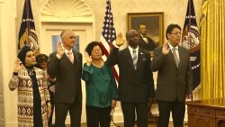 Five new legal immigrants sworn in in the Oval Office