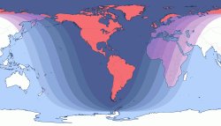 World map of the lunar eclipse