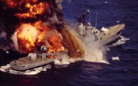USS Bonhomme Richard on fire
