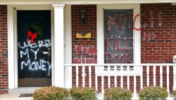 Graffiti on front of Mitch McConnell's home