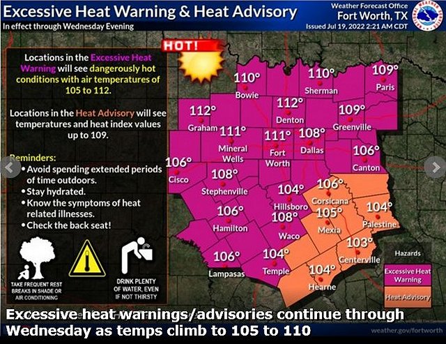 North Texas heat advisories and warnings