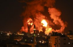 Fireballs in Gaza City